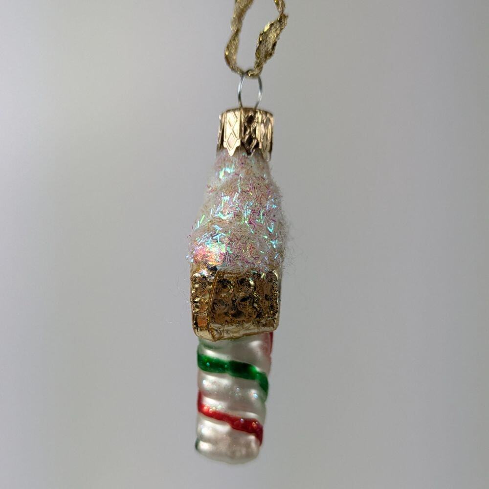 4 Mouth Blown Christmas Ornaments 2.5" Sleigh North Pole Cottage Santa Holiday - Picture 9 of 15